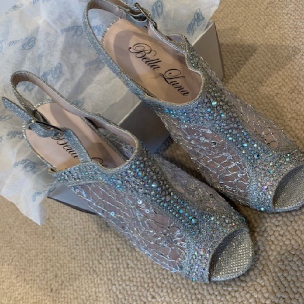 Silver Sequined Sparkle Shoes